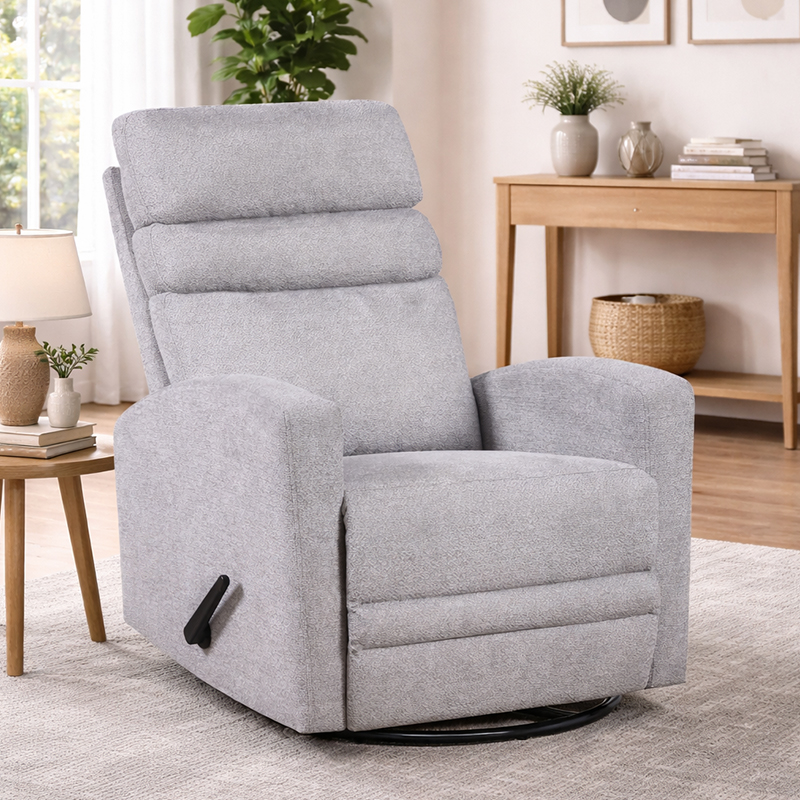 Manual recliner chair na may rocker at swivel, maliliit na recliner para sa maliliit na espasyo para sa sala