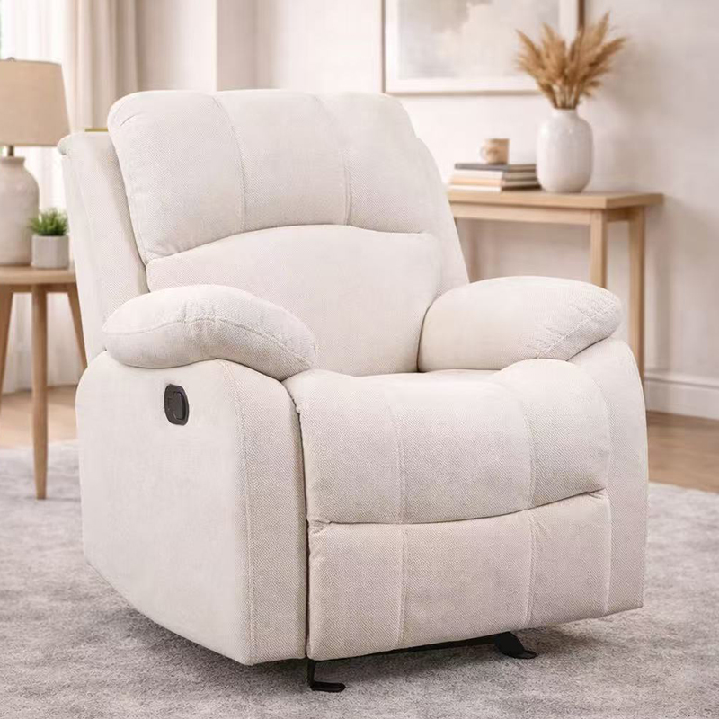 Makahinga na balat kumportableng tela malambot na padded manual recliner chair