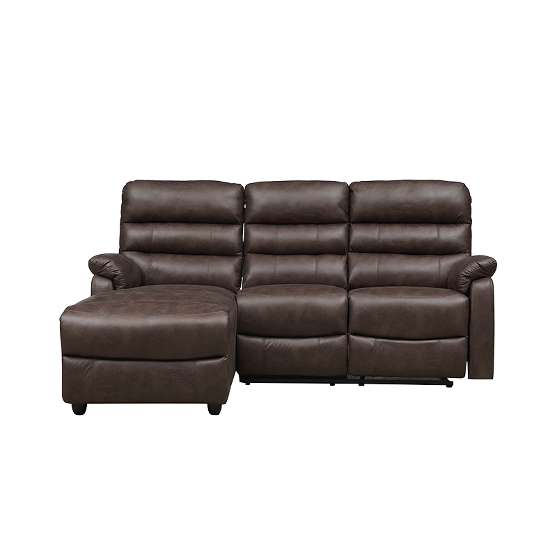 L-shape comfy leather three-seat modular sectional sofa na may ottoman