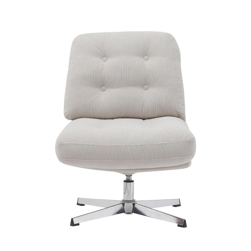 Armless office desk chair walang gulong, corduroy padded modernong swivel vanity chair office chair