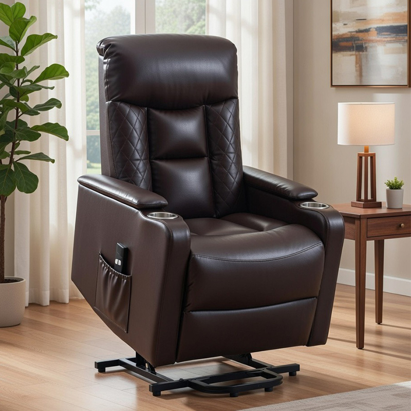 Breathable leather home theater seating Power lift recliner chair na may mga cup holder para sa mga matatanda