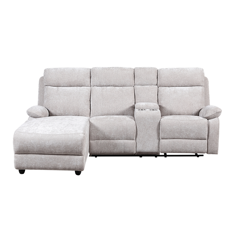 Chenille chaise sectional sofa na may ottoman