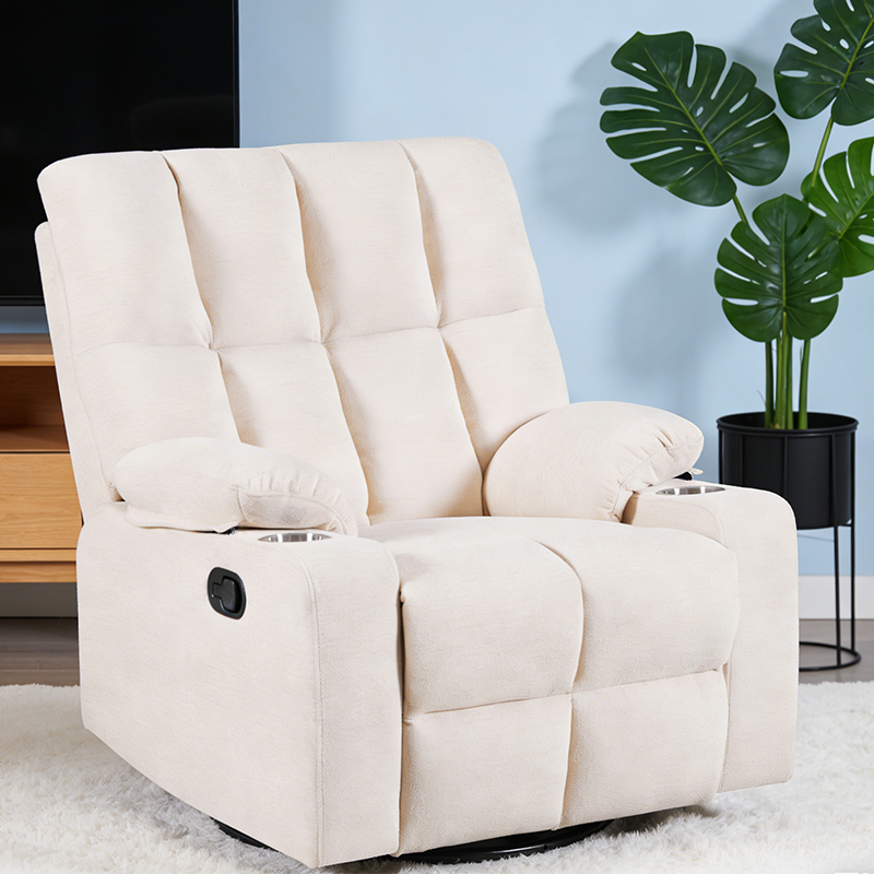 Velvet Manual Reclining Chair na may Swivel at Rocker