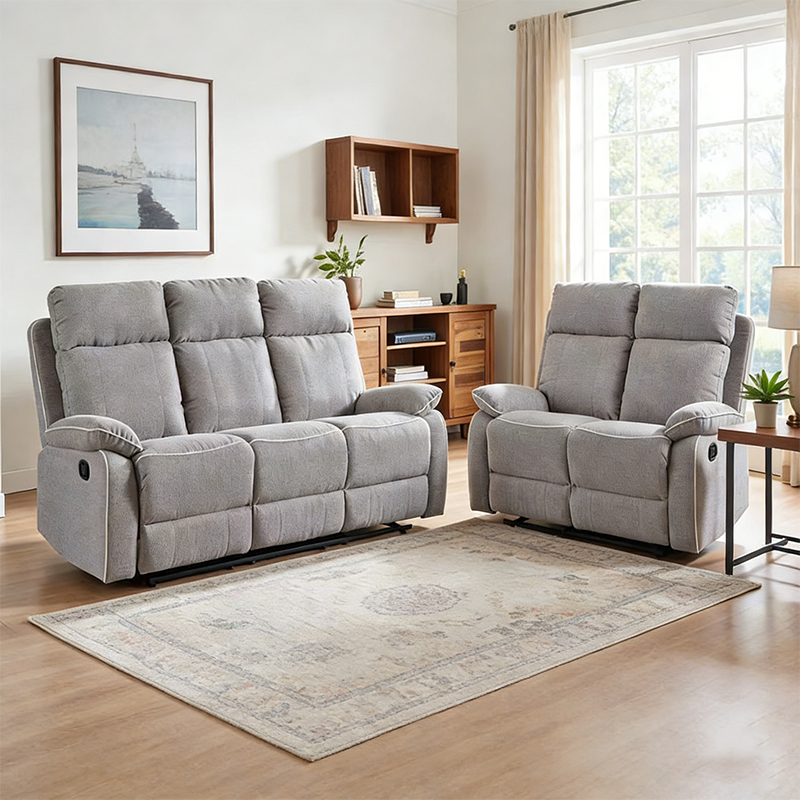 2-Piece Fabric Match Manual Reclining Sofa Set