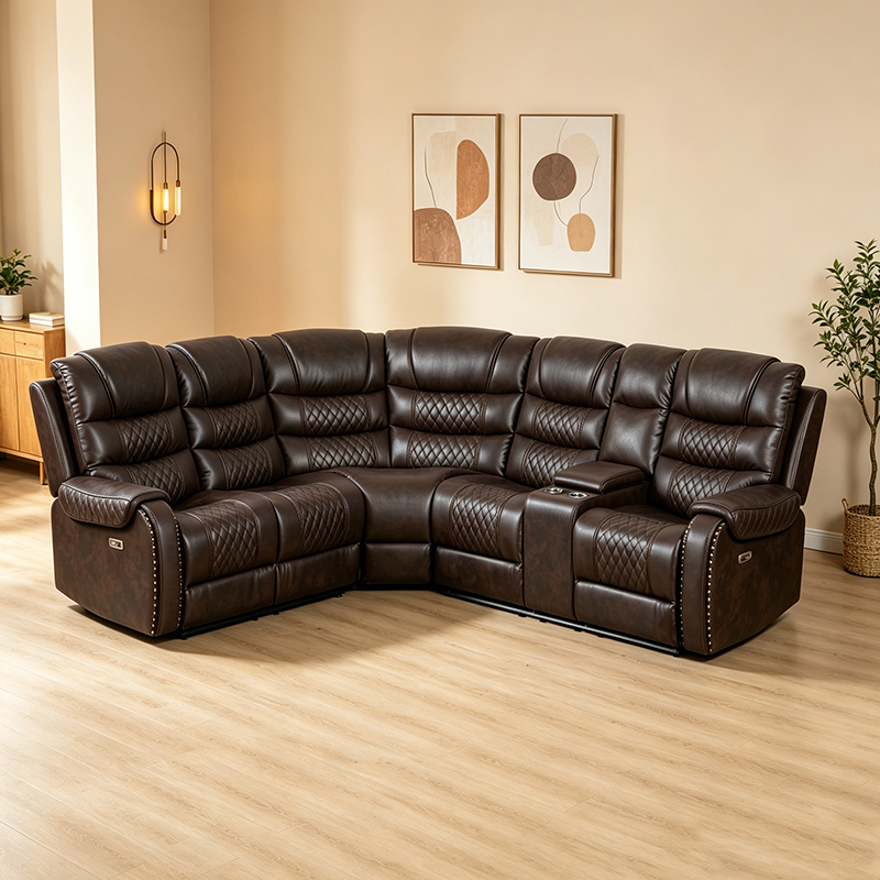 6-Pcs Faux Leather Power Reclining Sectional Couches para sa Sala